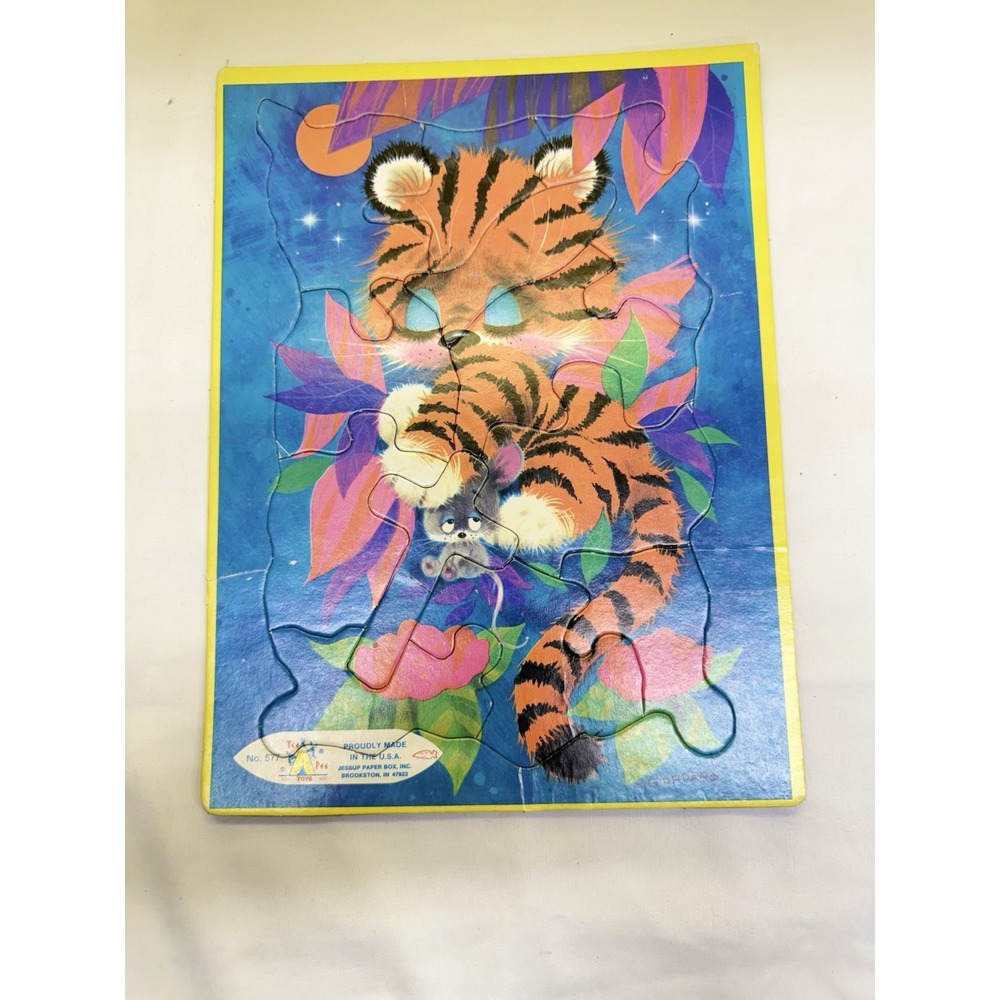VTG (4) Tee Pee Toys Big Eye Animals Frame Tray Puzzles 8.5" x 11.75"  No 577 - Picture 2 of 13
